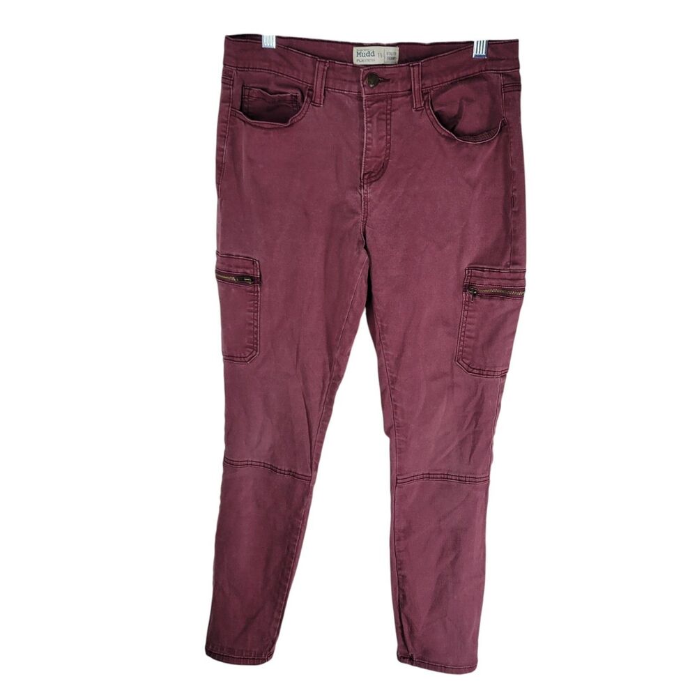 Mudd Womens Size 11 Red Solid Skinny Cargo Pants